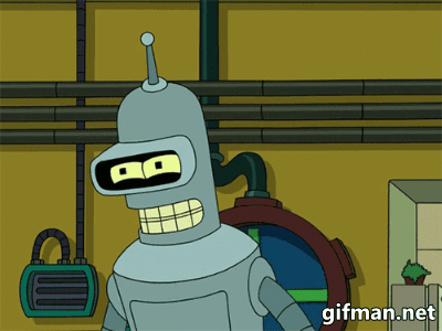 Bender fazendo 'toca aqui" com ele mesmo