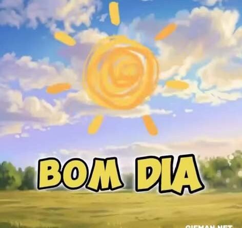 Bom Dia com Sol Animado no Céu – GIF de Bom Dia para WhatsApp 1