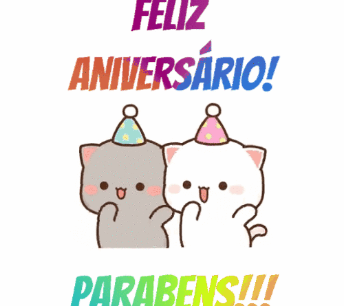 GIF de Parabéns - Gatinhos Fofos desejando Feliz Aniversário 1